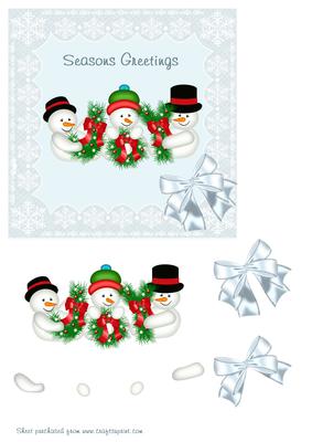Snowmen in Lace Frame
