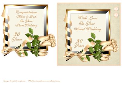 Roses & Ribbons Frame - Pearl Wedding