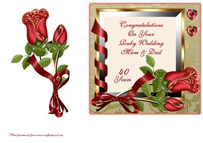 Roses & Ribbons - Ruby Wedding Mum & Dad