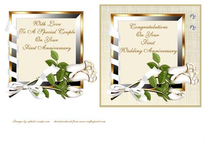 Roses & Ribbon Frame - 1st Anniversary