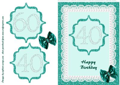 40th & 60th Birthday Aqua Sparkle Card