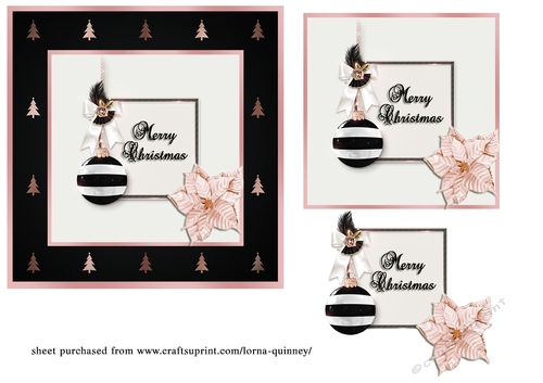 Black & White Christmas Bauble Card Front