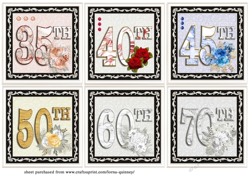 Floral Anniversary Toppers 35th - 70th