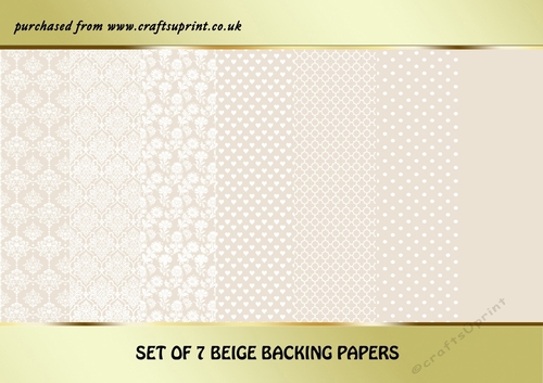 Set of 7 Beige Backing Papers