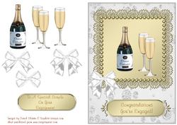 Champagne Bottle & Glasses - Engagement