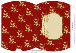 Red & Gold Holly Pillow Box