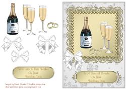 Champagne Bottle & Glasses - Wedding