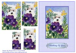 Westie in Flower Bed -thinking of You