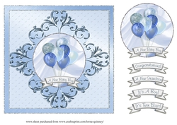 Baby Boy Balloons Card Front