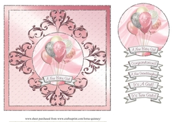 Baby Girl Balloons Card Front
