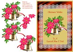 Poinsettia & Bells in Lace Frame- Mum & Dad