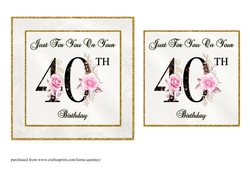 Floral Number 40 Birthday Card Front