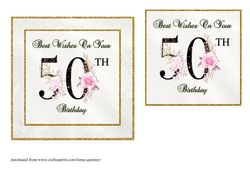 Floral Number 50 Birthday Card Front