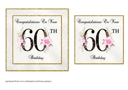 Floral Number 60 Birthday Card Front