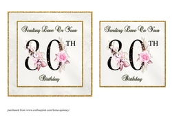 Floral Number 80 Birthday Card Front