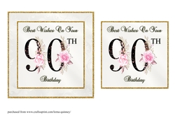 Floral Number 90 Birthday Card Front