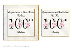 Floral Number 100 Birthday Card Front