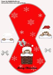 Santa Bear in Chimney - Merry Christmas