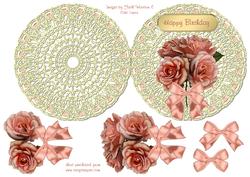 Pink Roses on Lace