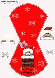 Santa Bear in Chimney Wobble Card 0 Babys 1st Christmas