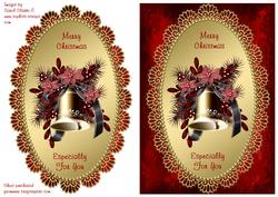 Christmas Bells in Gold Oval Frame
