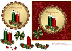 Green & Red Candles on Gold Topper