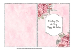 Pink & Silver Roses Quick Birthday Card