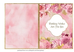 Pink & Gold Roses Quick Birthday Card