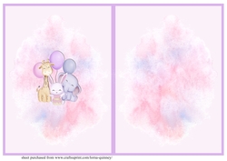 Animal Themed Girls Birthday Card Insert
