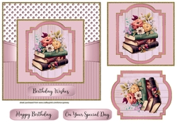 Floral Books Birthday Card 1