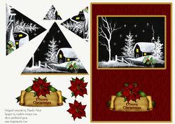 Black & White Winter Scene - Triangle Pyramid