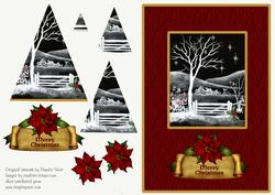 Black & White Snow Scene - Triangle Pyramid