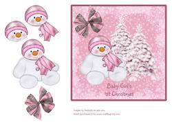 Pink & White Snowman - First Christmas