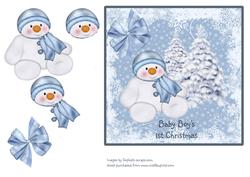 Blue & White Snowman - 1st Christmas