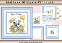 Safari Animals Birthday Card Kit 3 - Ages 1-5