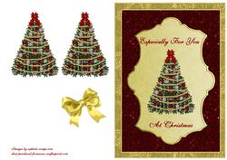 Christmas Tree on Red Glitter & Gold