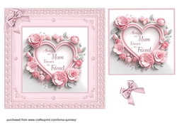 Pink Floral Heart Mothers Day Card