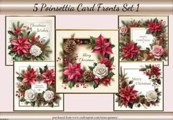 5 Poinsettia Card Fronts Set 1
