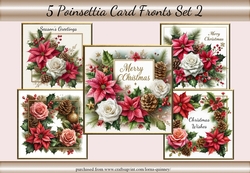 5 Poinsettia Card Fronts Set 2