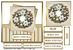 Gold Christmas Wreath Card Front