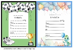 Football & Dinosaur Childrens Birthday Party Invitations