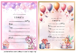 Unicorn & Fairy Childrens Birthday Party Invitations
