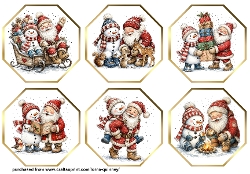 Santa & Snowmen Octagonal Toppers 2