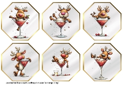 cup1468814_643 - Reindeer Cocktails Octagonal Toppers