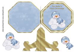 Snowman Babys 1st Christmas Plate Card - Blue