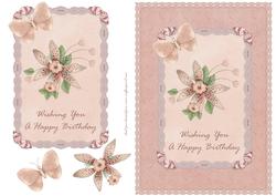 Pink Butterfly & Lilies
