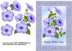 Blue Lace Frame with Petunias - Mothers Day