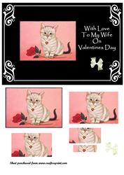 Kitten with Rose - Valentines Day