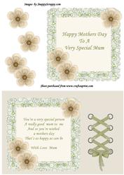 Green Lace & Beige Flowers - Mothers Day