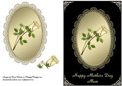 Rose on Gold Lace Oval Frame - Mothers Day
